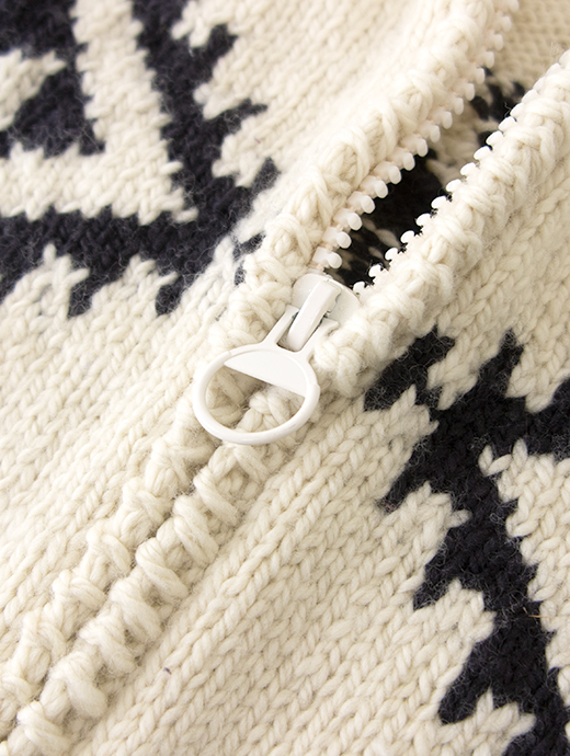 Frantic by Andrea Venturini/フランティック　別注カウチンセーター/ハンドメイド　frn502001-エクリュ×ブラック