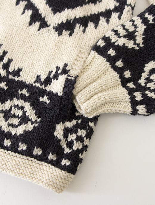 Frantic by Andrea Venturini/フランティック　別注カウチンセーター/ハンドメイド　frn502001-エクリュ×ブラック