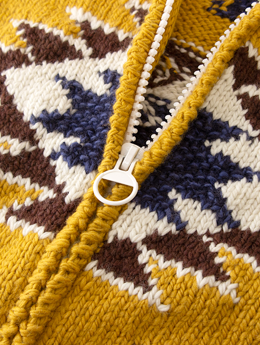 Frantic by Andrea Venturini/フランティック　別注カウチンセーター/ハンドメイド　frn502002-マスタード×ブラウン