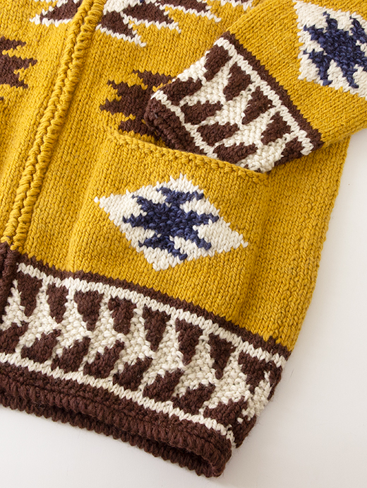 Frantic by Andrea Venturini/フランティック　別注カウチンセーター/ハンドメイド　frn502002-マスタード×ブラウン