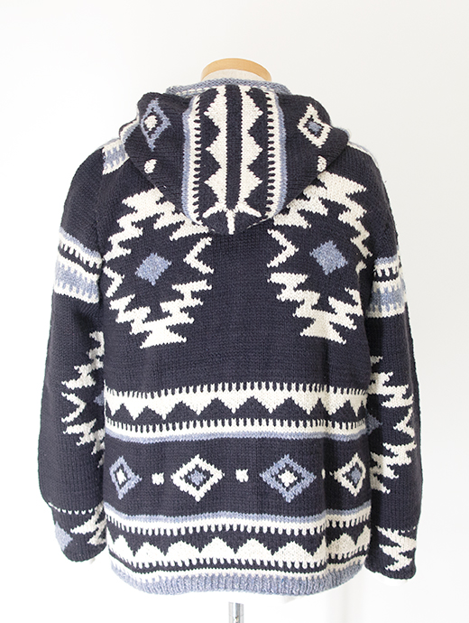 Frantic by Andrea Venturini/フランティック　別注カウチンセーター/ハンドメイド　frn502003-ネイビー×ホワイト