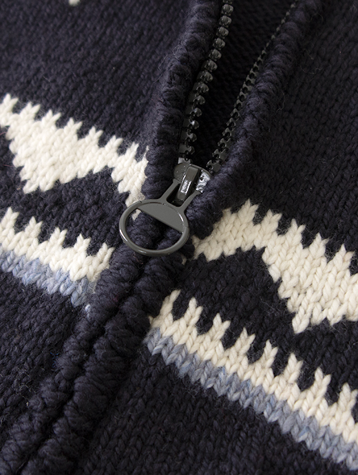 Frantic by Andrea Venturini/フランティック　別注カウチンセーター/ハンドメイド　frn502003-ネイビー×ホワイト