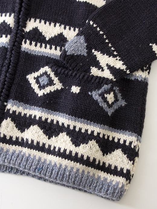 Frantic by Andrea Venturini/フランティック　別注カウチンセーター/ハンドメイド　frn502003-ネイビー×ホワイト