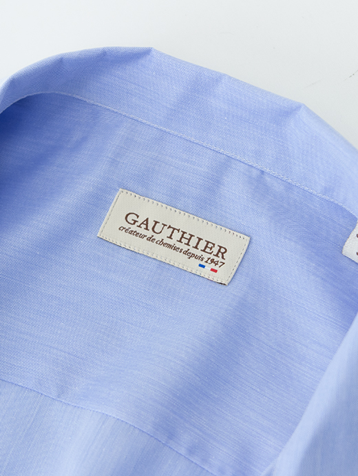 Ateliers Gauthier/アトリエ ゴティエ　オープンカラーシャツ/シルキーコットン　gau480803-サックスブルー