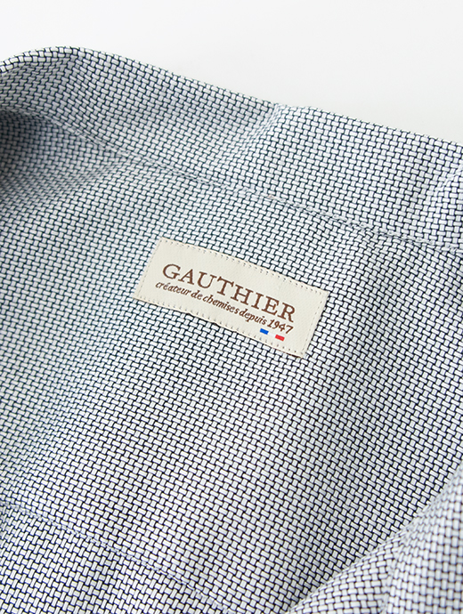 Ateliers Gauthier/アトリエ ゴティエ　オープンカラーシャツ/ビスコッティジャガード　gau480804-ホワイト×ブラック