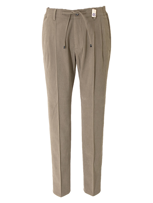 giabs ARCHIVIO/ジャブス アルキヴィオ　1プリーツイージースラックス/MASACCIO-R1/ストレッチソフトコーデュロイ　gba502001-グレイッシュカーキ