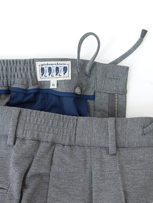 giabs ARCHIVIO/ジャブス アルキヴィオ　1プリーツイージースラックス/MASACCIO-R1/キャバリーツイルジャージー　gba502201-グレー