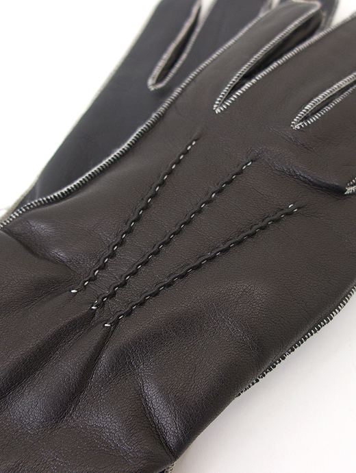Gloves/グローブス　タッチパネル対応革手袋　レザーグローブ/カシミアライニング/スマホ　glo442401-ブラック