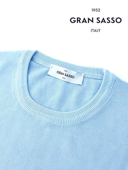 Gran Sasso/グランサッソ　サマーニット/エジプトコットン/クルーネック　gra482404-ライトブルー