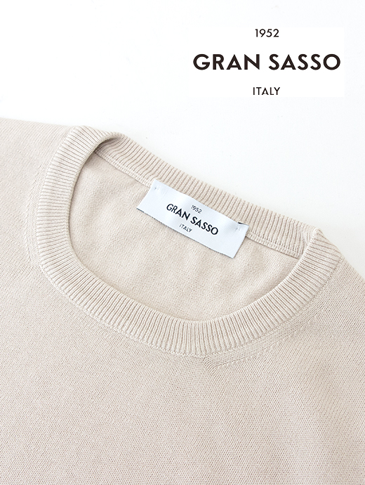 Gran Sasso/グランサッソ　サマーニット/エジプトコットン/クルーネック　gra482407-ミルクティー