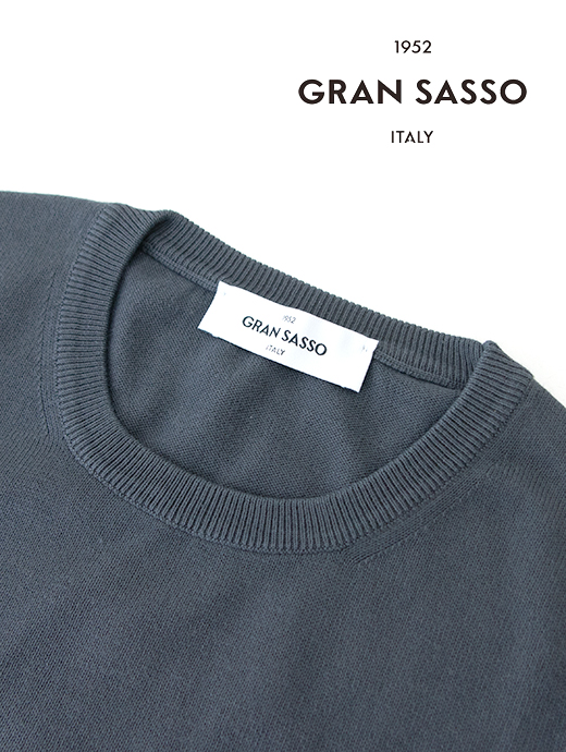 Gran Sasso/グランサッソ　サマーニット/エジプトコットン/クルーネック　gra482408-スレートグレー