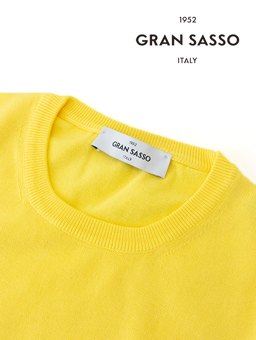 Gran Sasso/グランサッソ　サマーニット/エジプトコットン/クルーネック　gra482409-イエロー