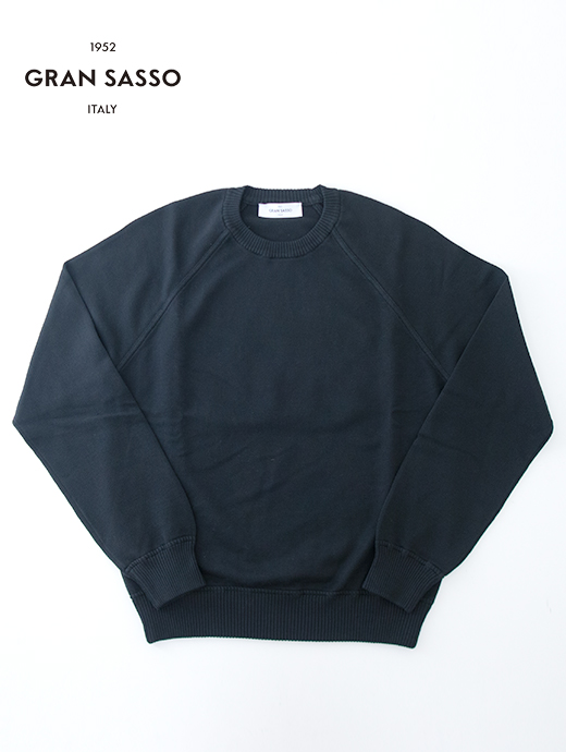 Gran Sasso/グランサッソ　クルーネックニット/ウィンターコットン　gra501801-ブラック