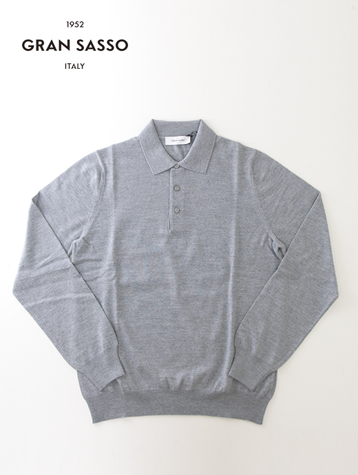 Gran Sasso/グランサッソ　ウールニットポロシャツ　gra501804-ライトグレー
