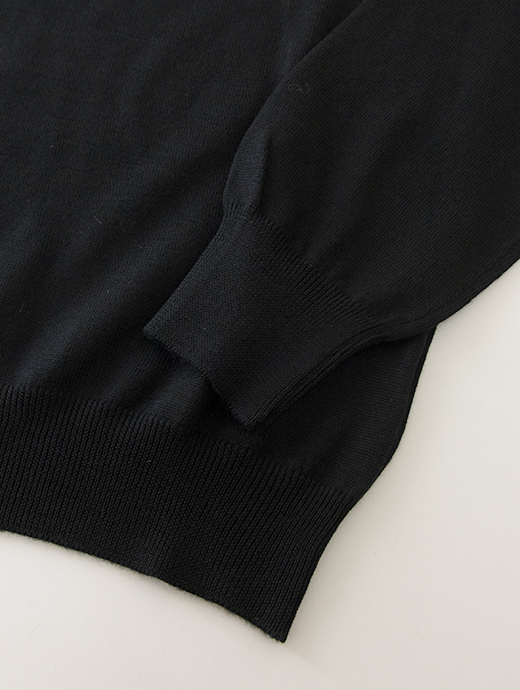 Gran Sasso/グランサッソ　ウールニットポロシャツ　gra501805-ブラック