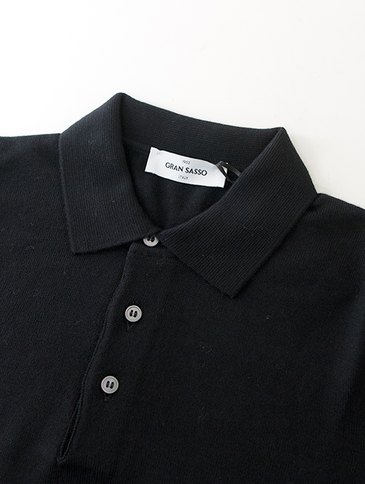 Gran Sasso/グランサッソ　ウールニットポロシャツ　gra501805-ブラック
