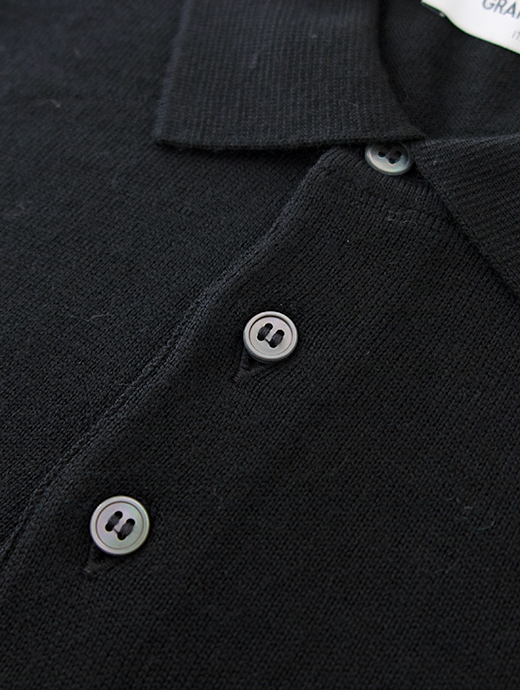 Gran Sasso/グランサッソ　ウールニットポロシャツ　gra501805-ブラック