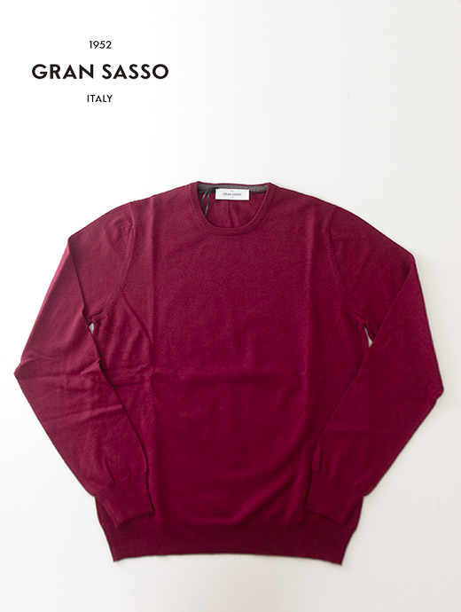 Gran Sasso/グランサッソ　クルーネックニット/ウール　gra501806-バーガンディ