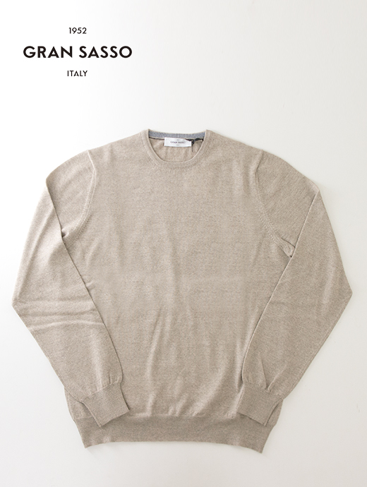 Gran Sasso/グランサッソ　クルーネックニット/ウール　gra501808-ベージュ