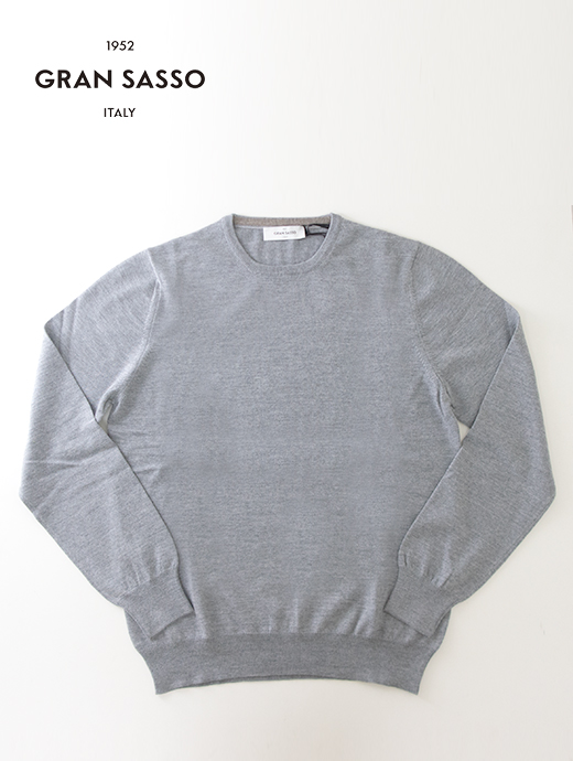 Gran Sasso/グランサッソ　クルーネックニット/ウール　gra501810-ライトグレー
