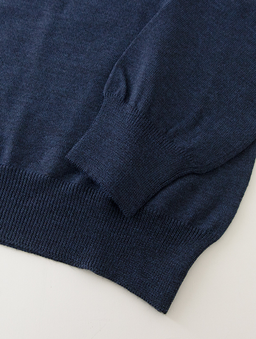 Gran Sasso/グランサッソ　クルーネックニット/ウール　gra501811-ネイビー