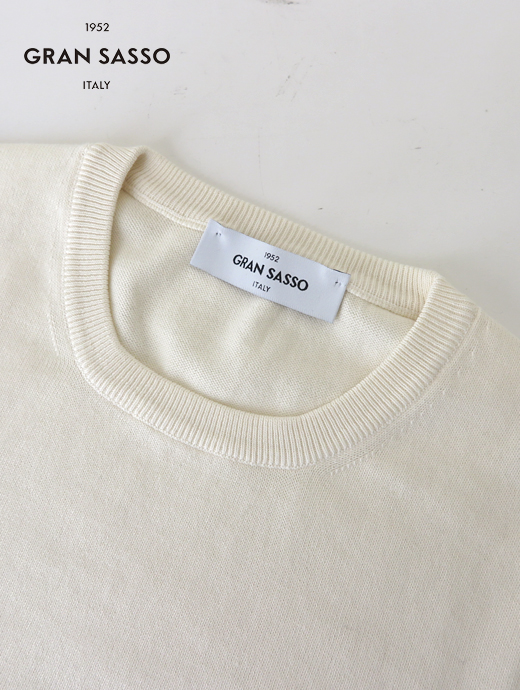 Gran Sasso/グランサッソ　サマーニット/エジプトコットン/クルーネック　gra502401-オフホワイト