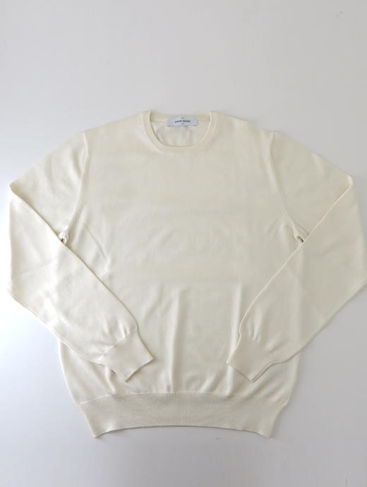 Gran Sasso/グランサッソ　サマーニット/エジプトコットン/クルーネック　gra502401-オフホワイト