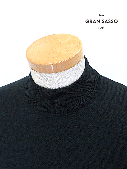 Gran Sasso/グランサッソ　モックネックニット/メリノウール　gra521402-ブラック
