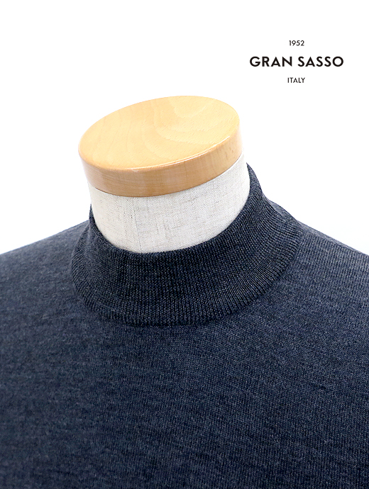 Gran Sasso/グランサッソ　モックネックニット/メリノウール　gra521403-チャコール