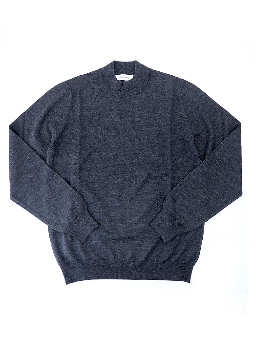 Gran Sasso/グランサッソ　モックネックニット/メリノウール　gra521403-チャコール