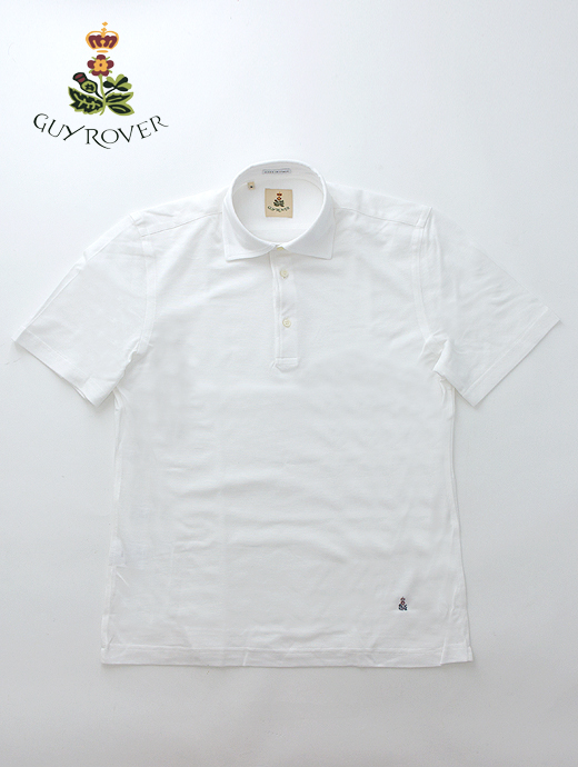 GUY ROVER/ギローバー　鹿の子半袖ポロシャツ/ワイドカラー　guy460401-ホワイト