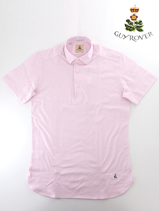 GUY ROVER/ギローバー　鹿の子半袖ポロシャツ/ショートワイドカラー　guy460406-ピンク