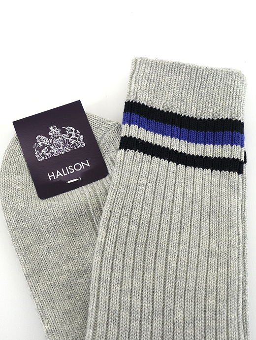 HALISON/ハリソン　アイビークルーソックス　hal341406-ライトグレー