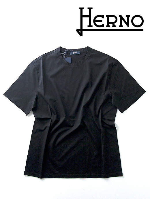 HERNO/ヘルノ　半袖Tシャツ/ドレスジャージーコットン　her440811-ブラック
