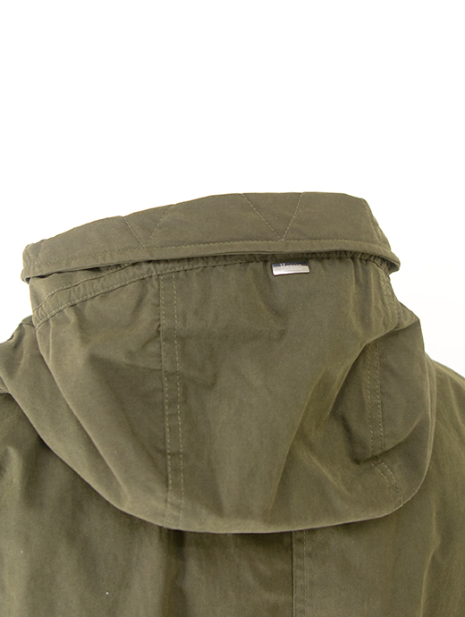 HERNO/ヘルノ　フーデッドコート/ワックスドコットンミックス　her501802-ミリタリーグリーン
