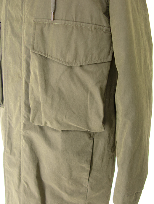 HERNO/ヘルノ　フーデッドコート/ワックスドコットンミックス　her501802-ミリタリーグリーン