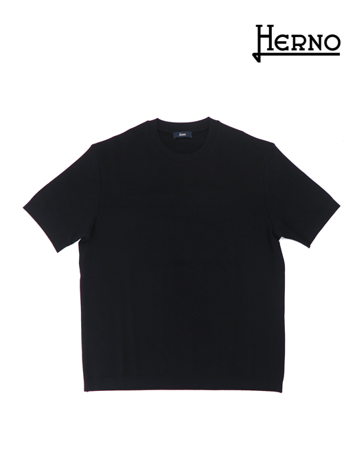 HERNO/ヘルノ　コットンニットTシャツ　her520601-ブラック