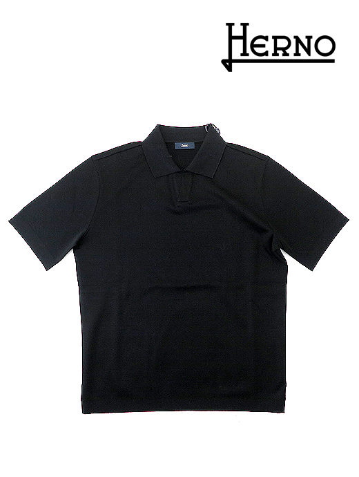 HERNO/ヘルノ　コットンポロシャツ　her520802-ブラック