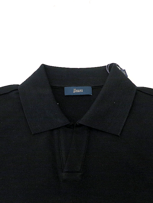 HERNO/ヘルノ　コットンポロシャツ　her520802-ブラック