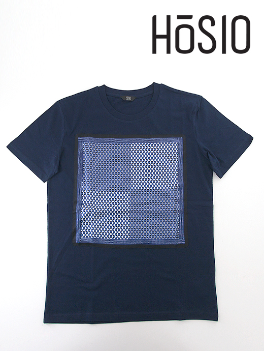 HOSIO/オジオ　半袖カットソー/Tシャツ/シルクチーフ　hoa440602-ネイビー×ネイビー