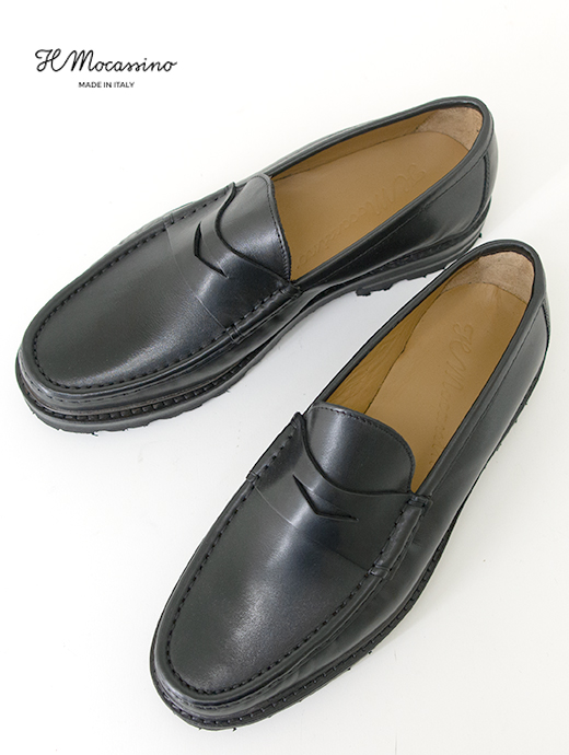 IL MOCASSINO/イル・モカシーノ　超軽量コインローファー/Vibram Morflex Sole　ilm500802-ブラック
