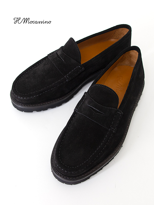 IL MOCASSINO/イル・モカシーノ 超軽量コインローファー/Vibram Morflex Sole ilm501801-ブラックスエード