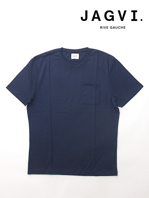 JAGVI.Rive Gauche/ジャグヴィ・リブゴーシュ　ウールポケットTシャツ/リサイクルウール　jag460802-ネイビー