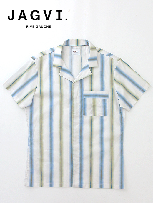 JAGVI.Rive Gauche/ジャグヴィ・リブゴーシュ　オープンカラーシャツ/半袖　jag460811-エクリュ×ブルー×グリーン