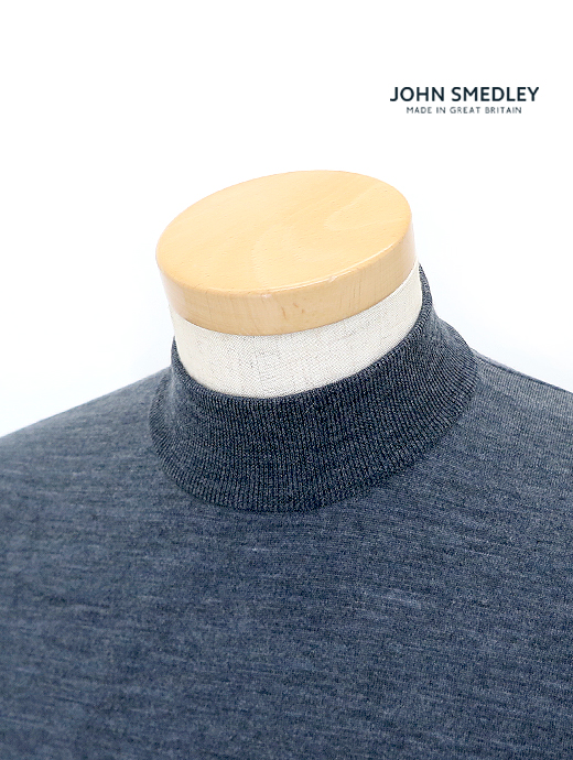 JOHN SMEDLEY/ジョン・スメドレー　モックネックニット/KILDAY/30ゲージメリノウール　jsm521802-グレー