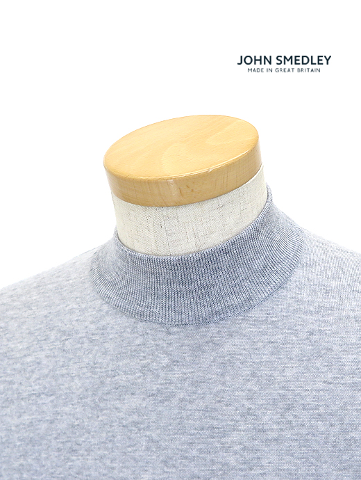 JOHN SMEDLEY/ジョン・スメドレー　モックネックニット/KILDAY/30ゲージメリノウール　jsm521803-ライトグレー