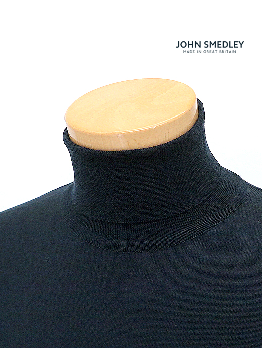 JOHN SMEDLEY/ジョン・スメドレー　タートルネックニット/LEVINE/30ゲージメリノウール　jsm521804-ブラック