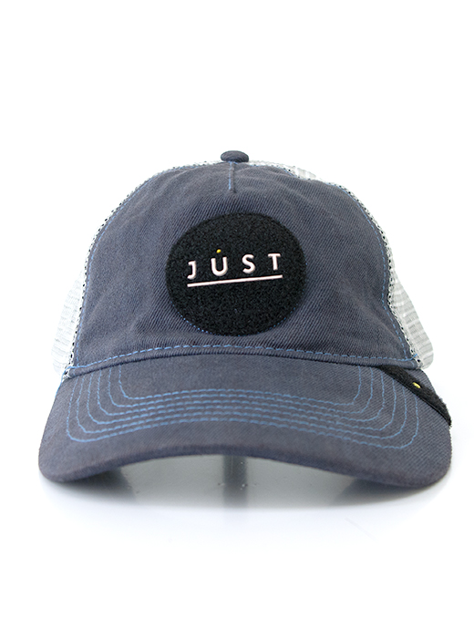 Just Hat/ジャスト ハット　ワッペン交換式トラッカーキャップ/ガーメントダイ　jus501214-インディゴブルー