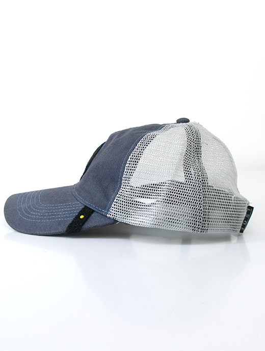 Just Hat/ジャスト ハット　ワッペン交換式トラッカーキャップ/ガーメントダイ　jus501214-インディゴブルー