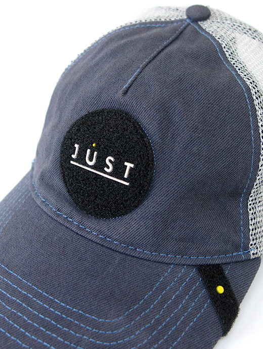 Just Hat/ジャスト ハット　ワッペン交換式トラッカーキャップ/ガーメントダイ　jus501214-インディゴブルー
